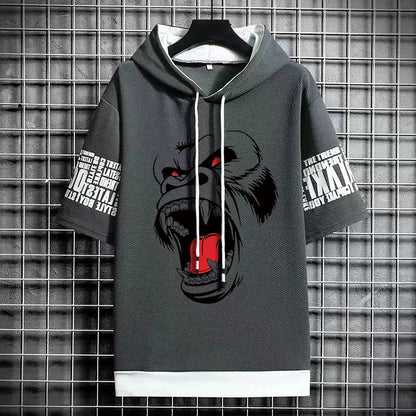 Men's Winter T-Shirt - Short Sleeve Streetwear Hoodie