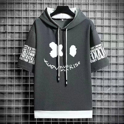 Men's Winter Hooded T-Shirt - Harajuku Short Sleeve Top