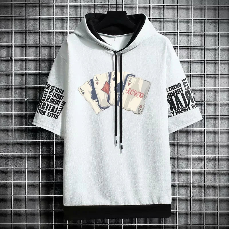 Men's T-Shirt Streetwear Hoodie - Casual Graphic Print Tee