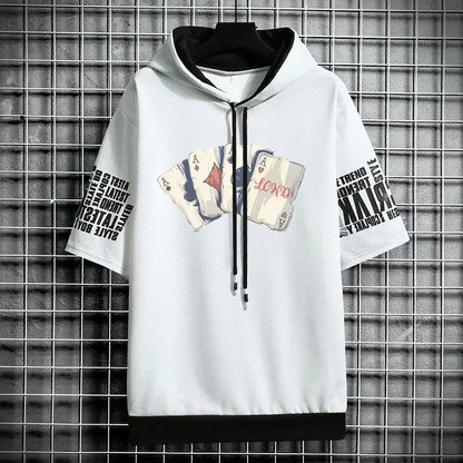 Men's T-Shirt Streetwear Hoodie - Casual Graphic Print Tee