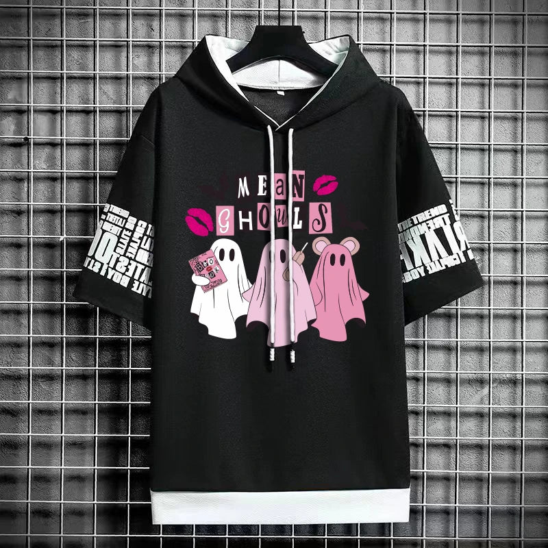 Men's Winter Hooded Graphic T-Shirt - Harajuku Fashion Tee
