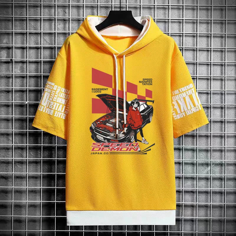 Men's Winter T-Shirt - Short Sleeve Graphic Hoodie