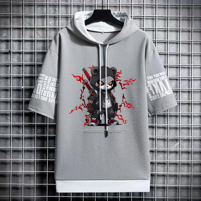 Men's Harajuku Hooded T-Shirt - Korean Fashion Streetwear