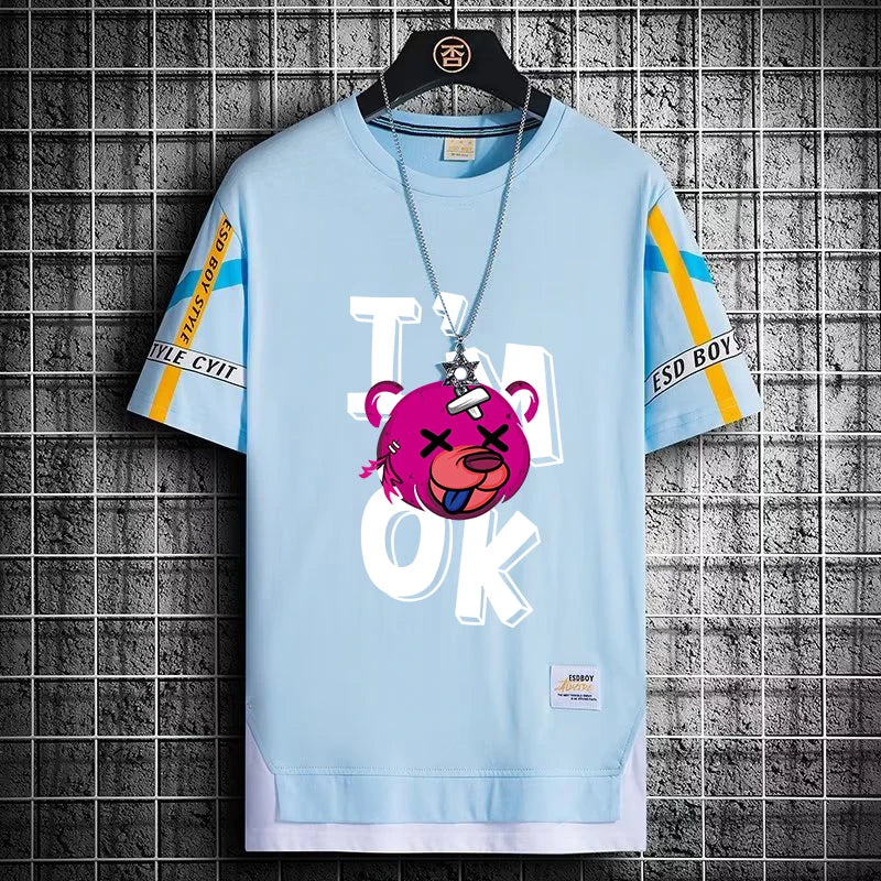 Men's Summer Streetwear T-Shirt - Trendy Graphic Tee