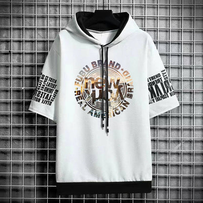 Men's Casual Hooded Graphic T-Shirt - Winter Streetwear