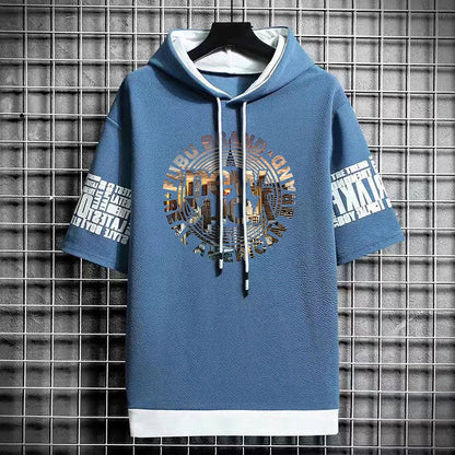 Men's Casual Hooded Graphic T-Shirt - Winter Streetwear