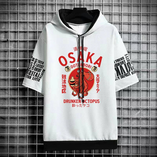 Osaka Dotonbori Octopus Hooded T-Shirt - Japanese Streetwear