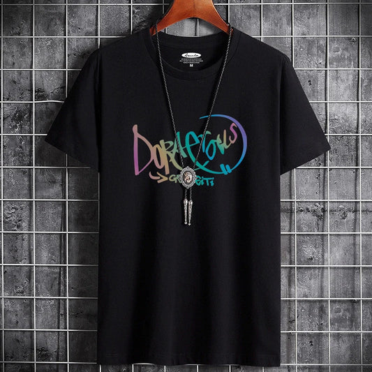 Men's Summer Cotton T-Shirt - Letter Print Casual Tee