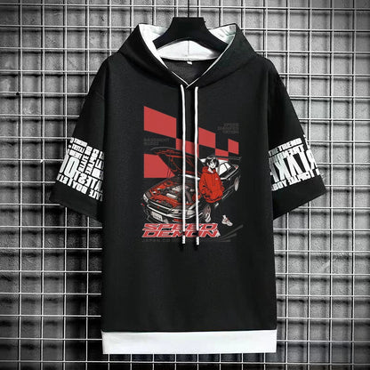 Men's Winter T-Shirt - Short Sleeve Graphic Hoodie