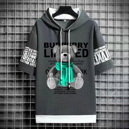 Winter Men's Hooded Graphic T-Shirt - Harajuku Streetwear