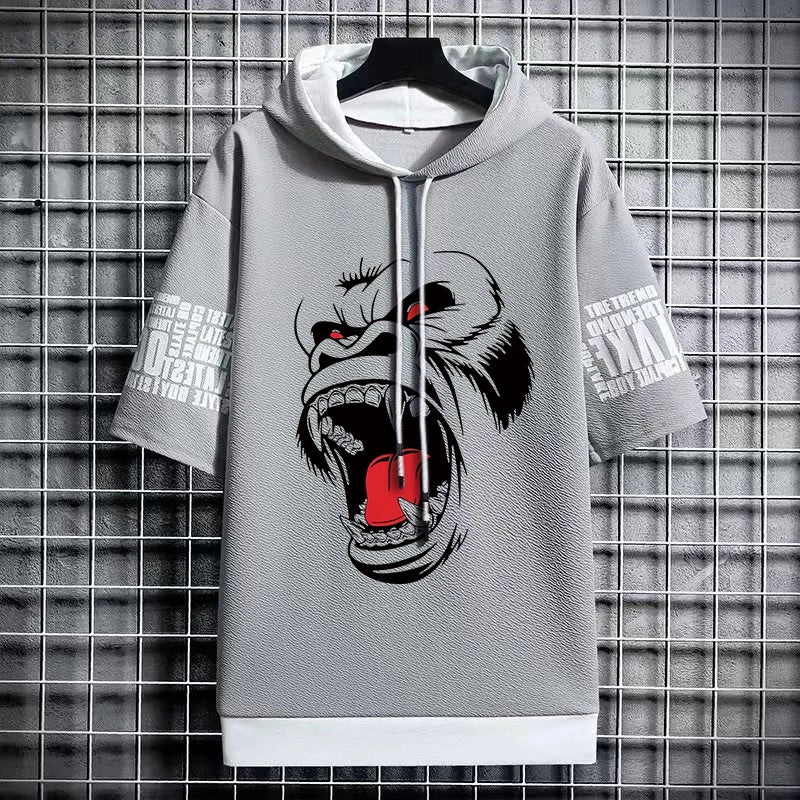 Men's Winter T-Shirt - Short Sleeve Streetwear Hoodie