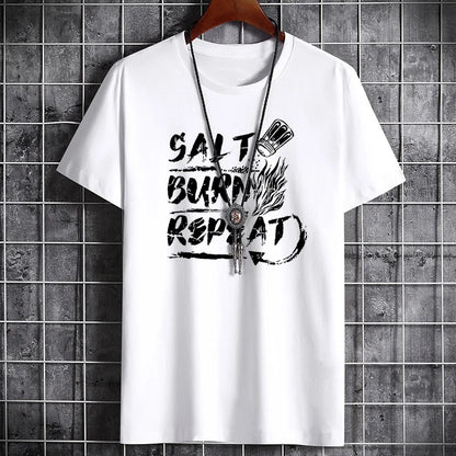 Men's Summer Cotton T-Shirt - Casual Printed Round Neck Tee