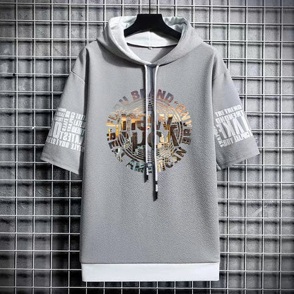 Men's Casual Hooded Graphic T-Shirt - Winter Streetwear