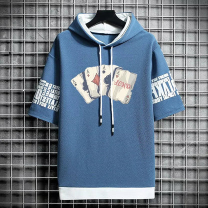 Men's T-Shirt Streetwear Hoodie - Casual Graphic Print Tee
