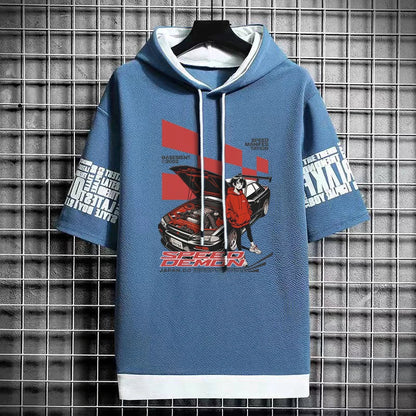 Men's Winter T-Shirt - Short Sleeve Graphic Hoodie