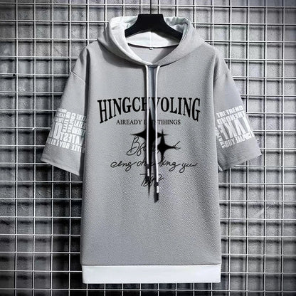 Men's Short Sleeve T-Shirt - Winter Streetwear Hoodie
