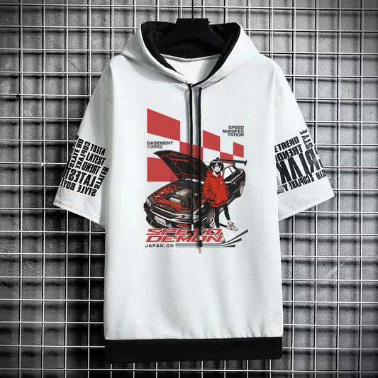 Men's Winter T-Shirt - Short Sleeve Graphic Hoodie