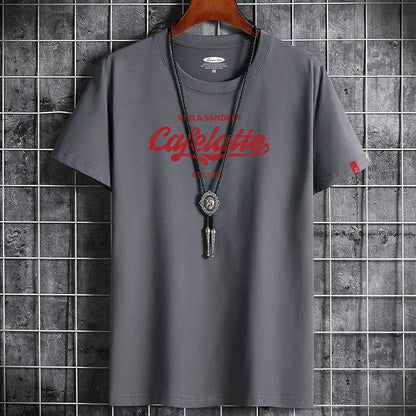 Men's Summer Cafelatte Letter Print T-Shirt - Streetwear Tee