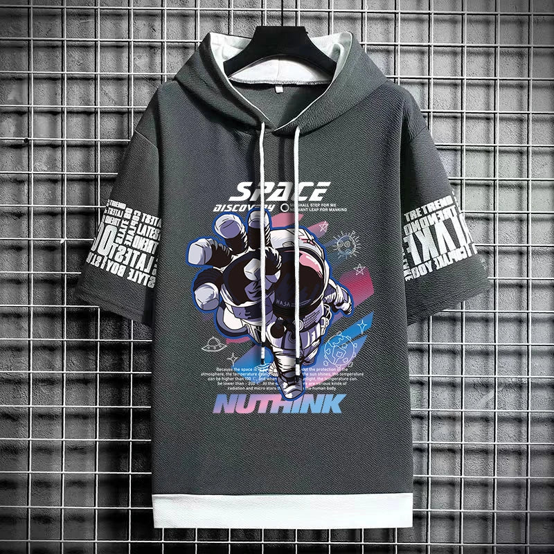 American Trendy Men's Hooded T-Shirt - Stylish Streetwear