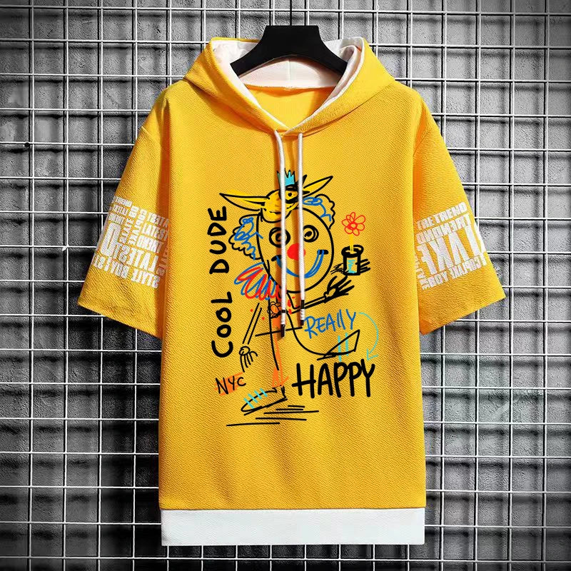 Men's Streetwear Hooded T-Shirt - Winter Graffiti Top