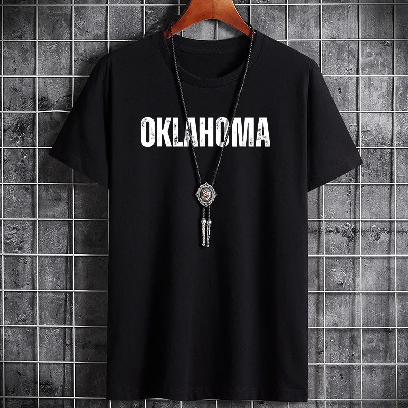 Men's Summer Cotton T-Shirt - Letter Print Casual Sports Top