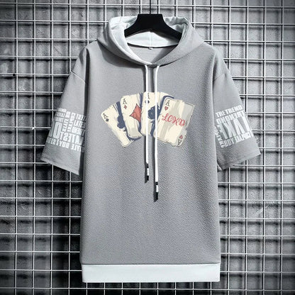 Men's T-Shirt Streetwear Hoodie - Casual Graphic Print Tee