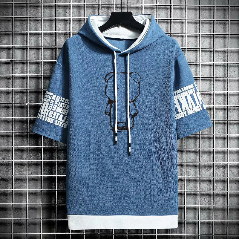 Men's Streetwear Hooded T-Shirt - Winter Graphic Print Tee