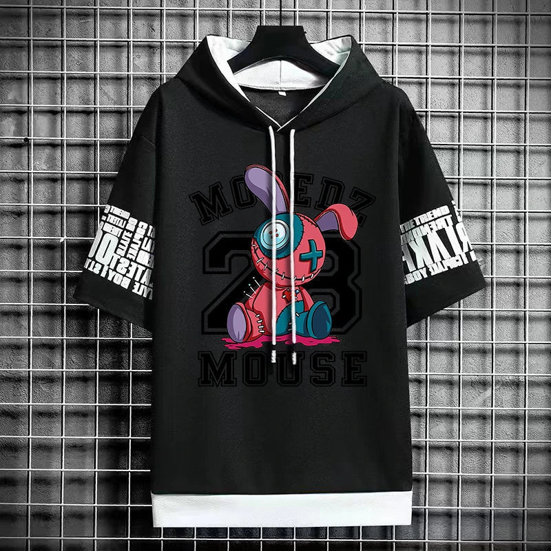 Winter Men's Stylish Hooded T-Shirt - Casual Graphic Tee