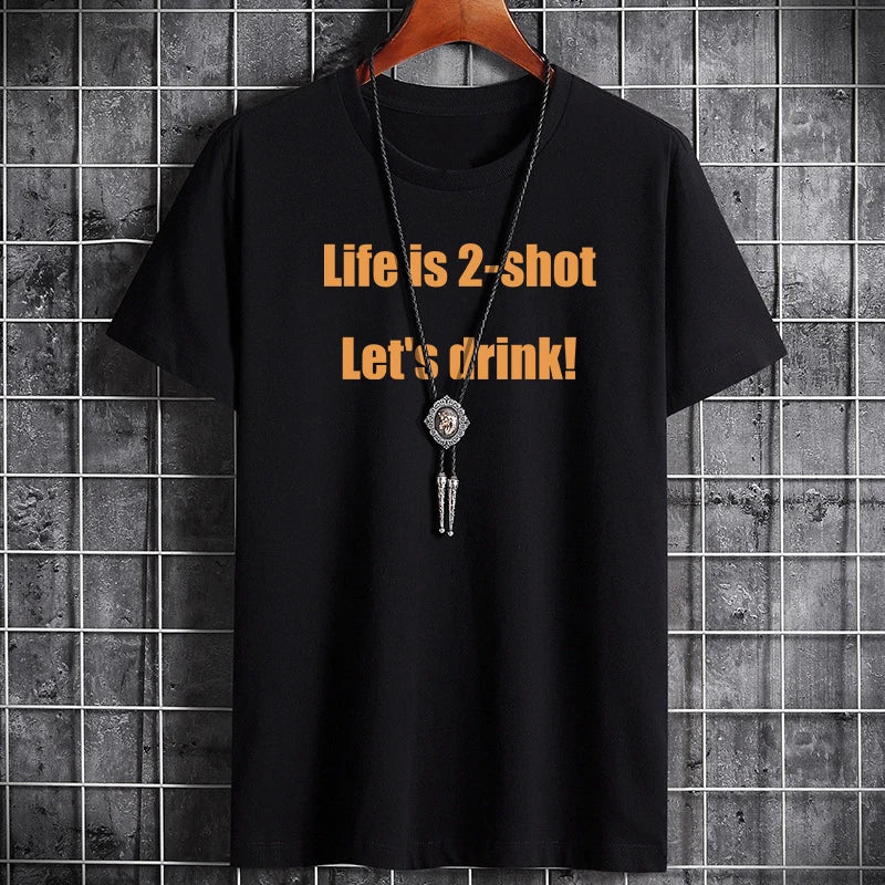 Men's Summer T-Shirt - Cotton Letter Print Comfortable Tee