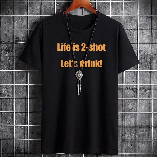 Men's Summer T-Shirt - Cotton Letter Print Comfortable Tee