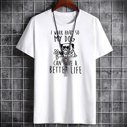 Men's Summer Cotton T-Shirt - Stylish Letter Print Tee