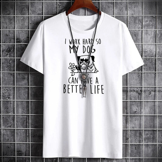 Men's Summer Cotton T-Shirt - Stylish Letter Print Tee