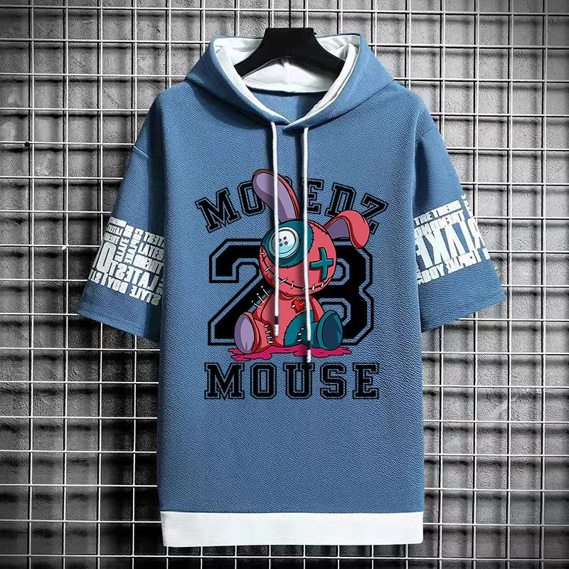 Winter Men's Stylish Hooded T-Shirt - Casual Graphic Tee