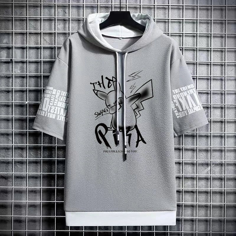 Men's Winter Hooded Graphic T-Shirt - Harajuku Anime Tee