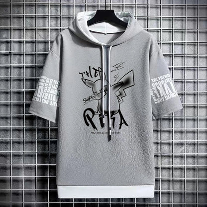 Men's Winter Hooded Graphic T-Shirt - Harajuku Anime Tee