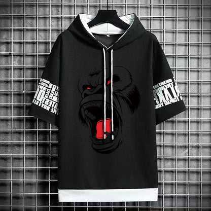 Men's Winter T-Shirt - Short Sleeve Streetwear Hoodie