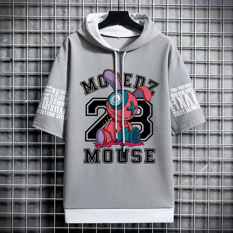 Winter Men's Stylish Hooded T-Shirt - Casual Graphic Tee