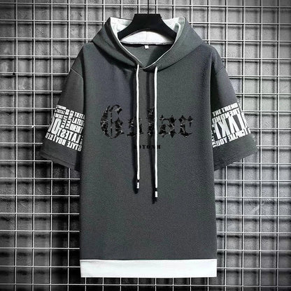 Trendy Men's Hooded T-Shirt - Hip Hop Harajuku Style