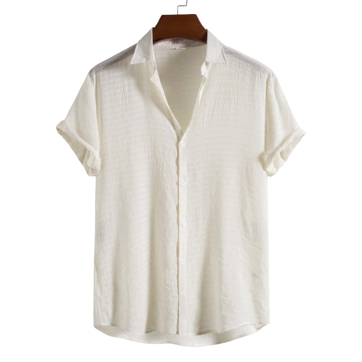 Men's Solid Color Shirt - Casual Short Sleeve, Trendy Lapel Fashion - PrimePick World
