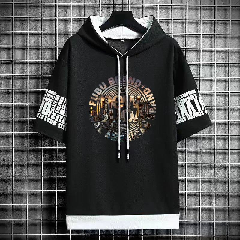 Men's Casual Hooded Graphic T-Shirt - Winter Streetwear