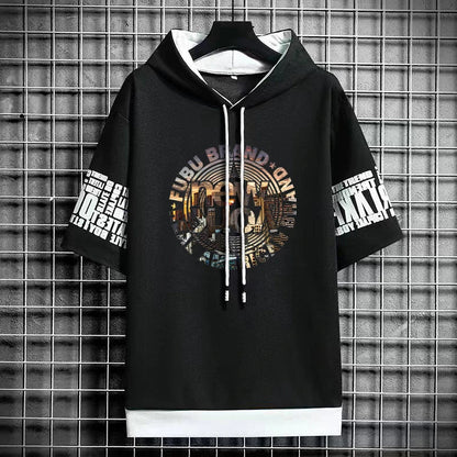 Men's Casual Hooded Graphic T-Shirt - Winter Streetwear
