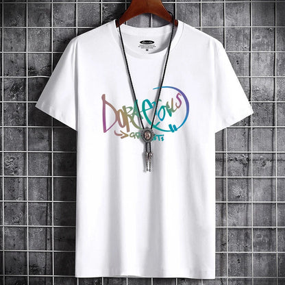 Men's Summer Cotton T-Shirt - Letter Print Casual Tee