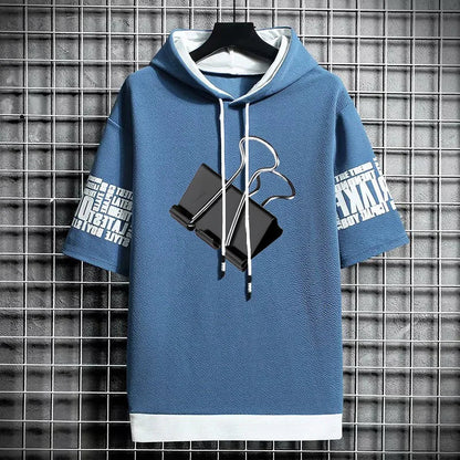 Men's Streetwear Hooded T-Shirt - Winter Graphic Hoodie