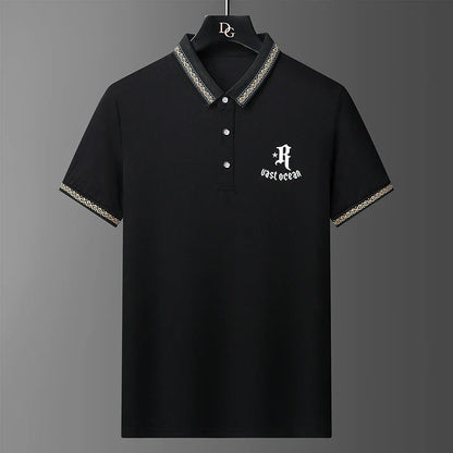 Men's Summer Embroidered Polo T-Shirt - Slim Fit Casual Top