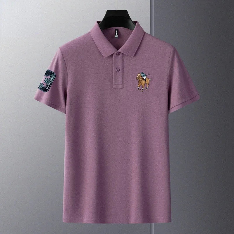Men's Cotton Polo T-Shirt - Luxury Embroidered Casual Top