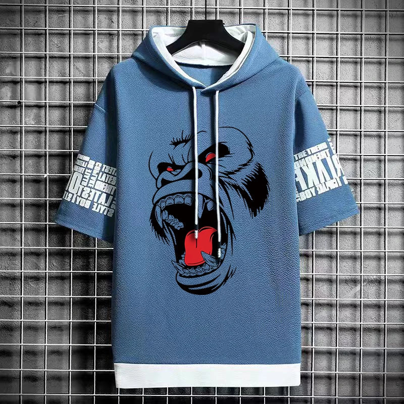 Men's Winter T-Shirt - Short Sleeve Streetwear Hoodie