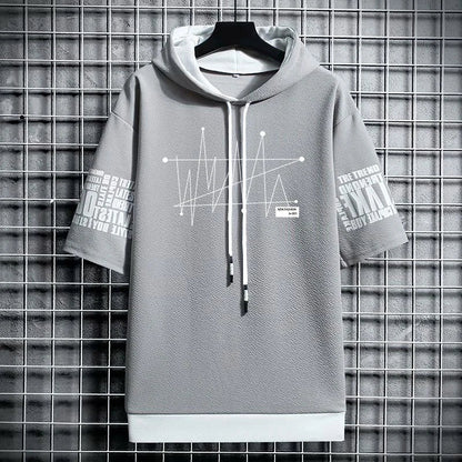 Men's Winter Hooded T-Shirt - Stylish Graphic Streetwear