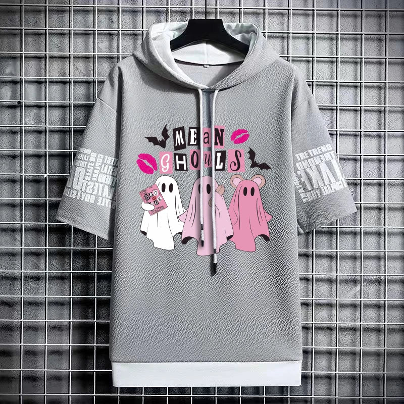 Men's Winter Hooded Graphic T-Shirt - Harajuku Fashion Tee