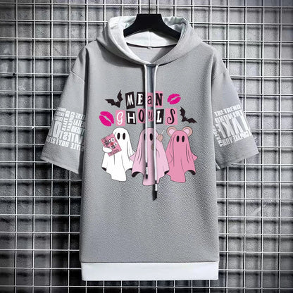 Men's Winter Hooded Graphic T-Shirt - Harajuku Fashion Tee