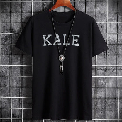 Men's Summer Cotton T-Shirt - Kale Letter Printed Tee